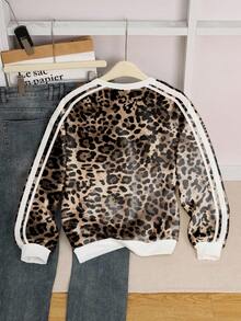 Betty Boop x SHEIN 女士豹纹卡通图案圆领长袖套头卫衣 - 白色 - 查看 2