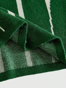 ROMWE MEN Prep 男士V领学院风足球针织毛衣，冬季款 - 綠色 - 查看 5