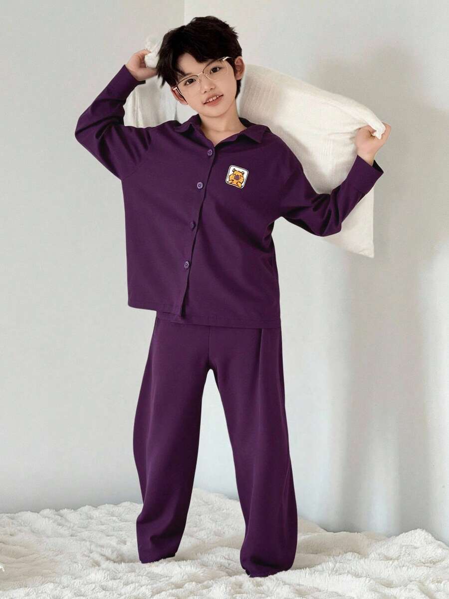 Dazy Kids Kids Fall Clothes Boys Pajama Set - Purple - View 1