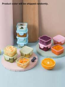 2 Piezas de Recipientes Cuadrados para Almacenamiento de Alimentos, Organizadores de Despensa Mini Gratis con Tapas Herméticas para Bocadillos, Especias y Alimentos Secos - Juego de Recipientes de Cocina Apilables - Verde - Ver 1