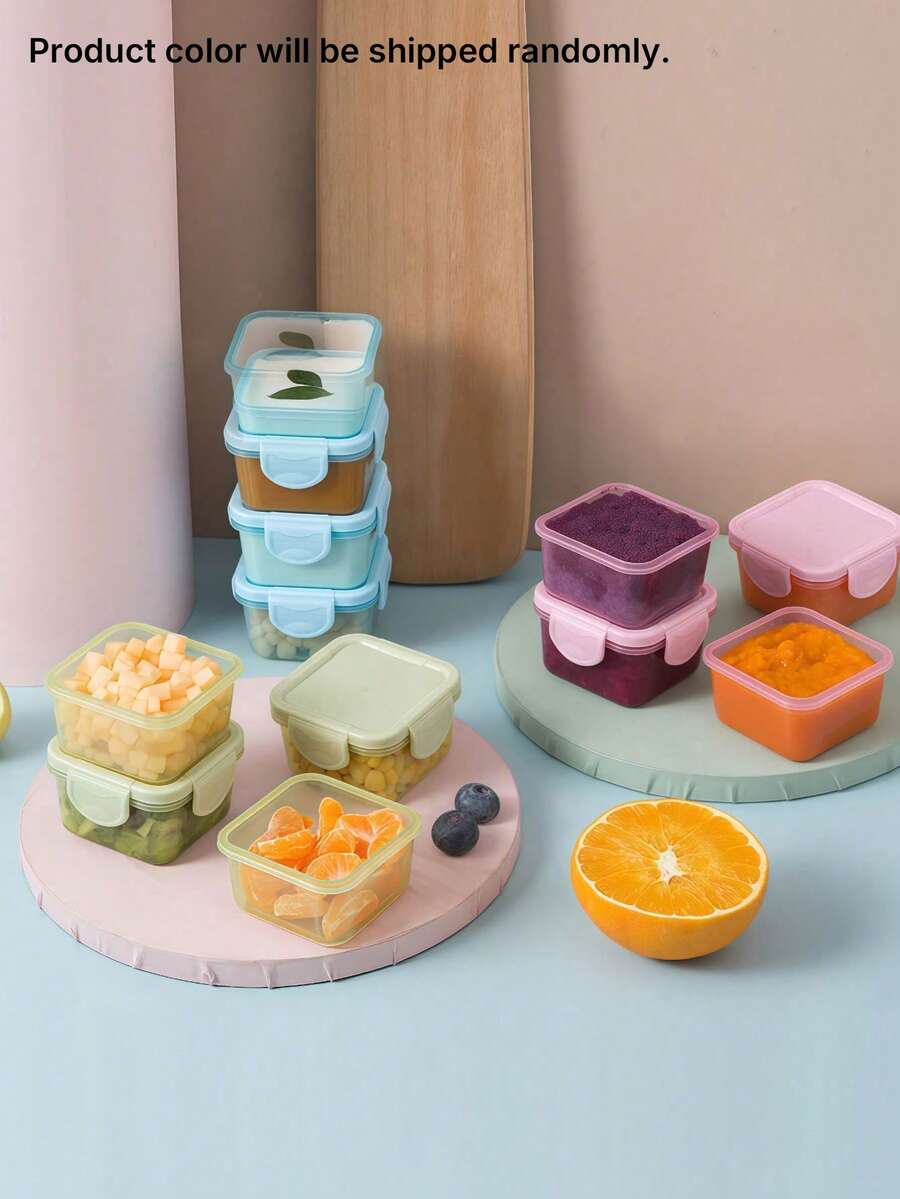 2 Piezas de Recipientes Cuadrados para Almacenamiento de Alimentos, Organizadores de Despensa Mini Gratis con Tapas Herméticas para Bocadillos, Especias y Alimentos Secos - Juego de Recipientes de Cocina Apilables - Verde - Ver 1