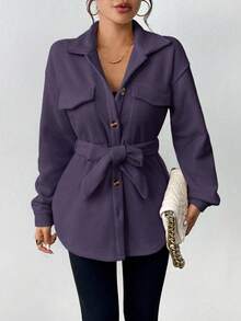 SHEIN LUNE Fantasy-Modern Simple Regular Jacket - Purple - View 4