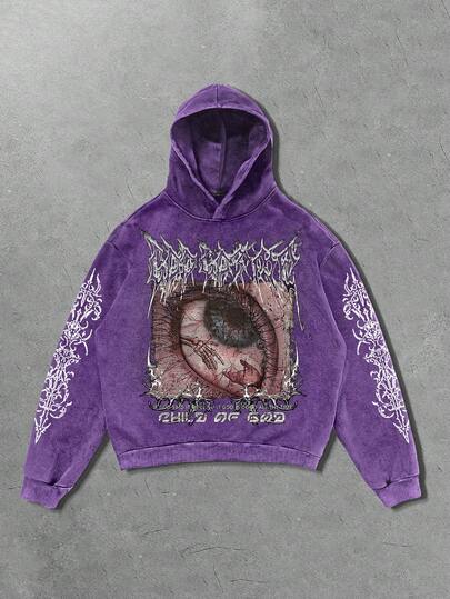 Goth Black Snowflake Gothic Print Hooded Sweatshirt For Men, No Pocket