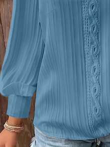 EMERY ROSE Áo sơ mi tay bồng trơn thường ngày cỡ lớn - Màu xanh nhạt - Xem 3