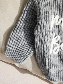 SHEIN Soft, Comfortable, Versatile Casual Crew Neck Long Sleeve Sweatshirt With Cute Lettering Graphic, Suitable For Baby Boy, Baby Girl, Toddler, Indoor, Outdoor, Daily, Sports, Play, Party, Photo, Holiday, Spring, Summer, Autumn, Winter - Grey - View 4