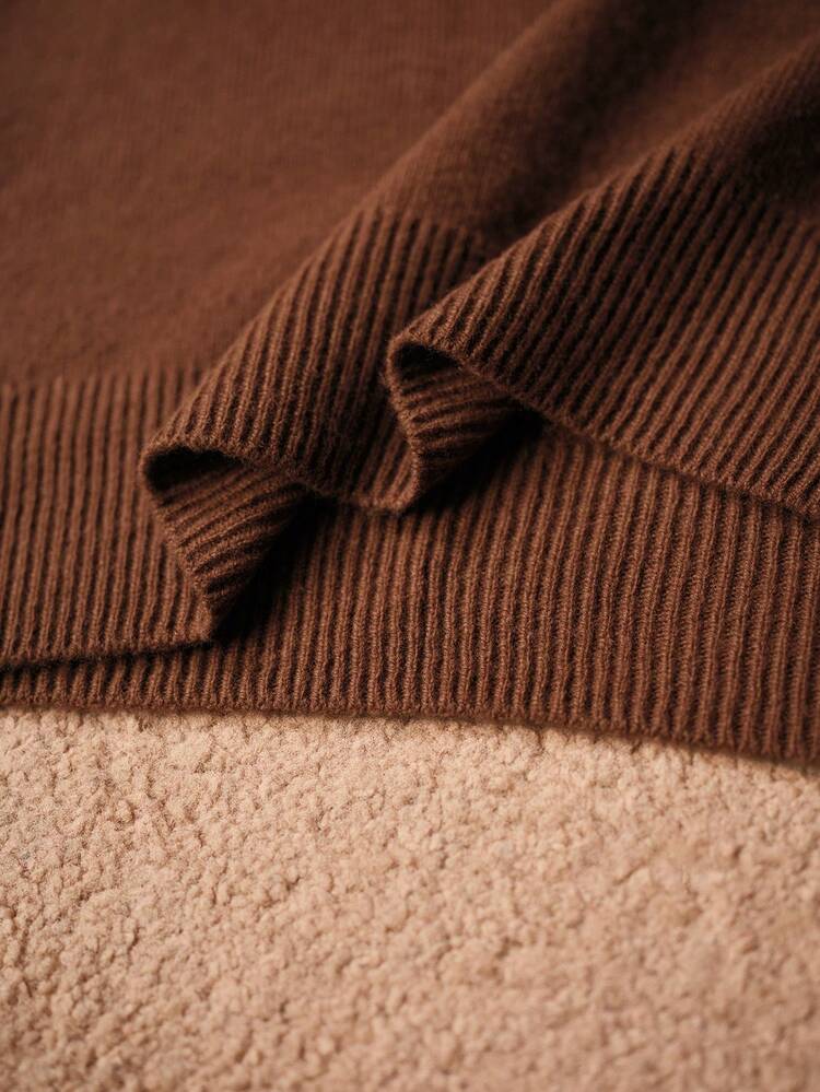 100% WOOL KNITTED CREW NECK LONG SLEEVE SWEATER, AUTUMN/WINTER
