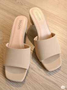 zapato de tacon bajo, material gamuza, Casual - Beis - Ver 1