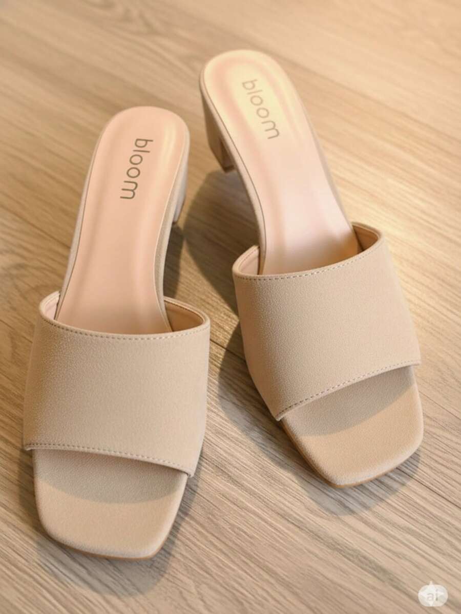 zapato de tacon bajo, material gamuza, Casual - Beis - Ver 1