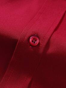 Manfinity Mode 男士紫红色长袖休闲商务衬衫 - 紅色 - 查看 6