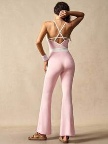 VARSIVA Jumpsuit Kaki Lebar Modis dengan Detail Lubang Warna Kontras - MultiWarna - View 9