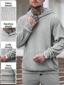Manfinity Homme Men's Casual Hooded Sweatshirt Set With Pockets Men Co Ord Set Grey Outfit Men Men Sweatsuit Set Men Joggers Suit Knitted Two Piece Outfit Men - Coffee Brown - View 1