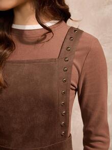 Wildy 休闲复古美式风格女士秋冬日常基本款铆钉流苏无袖吊带迷你连衣裙