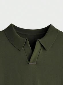 Manfinity VCAY 2 件装男士简约丝滑短袖针织 Polo 衫，柠檬黄 Polo 衫，橄榄绿 Polo 衫，夏季简约纯色 Polo 衫，华夫格针织 Polo 衫，吸湿排汗高尔夫上衣，现代剪裁商务休闲装 - 彩色 - 查看 4