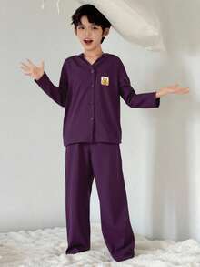 Dazy Kids Kids Fall Clothes Boys Pajama Set - Purple - View 5