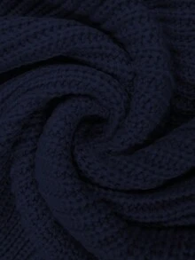 Elenzga Vestito maglia oversize a maniche lunghe da donna, abito casual in maglia a spalle scoperte, abito autunnale/invernale per taglie forti - Blu Navy - Visualizzare 8
