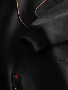 Rina Fox 大码休闲袋鼠口袋抽绳卫衣，秋季款 - 黑色 - 查看 4