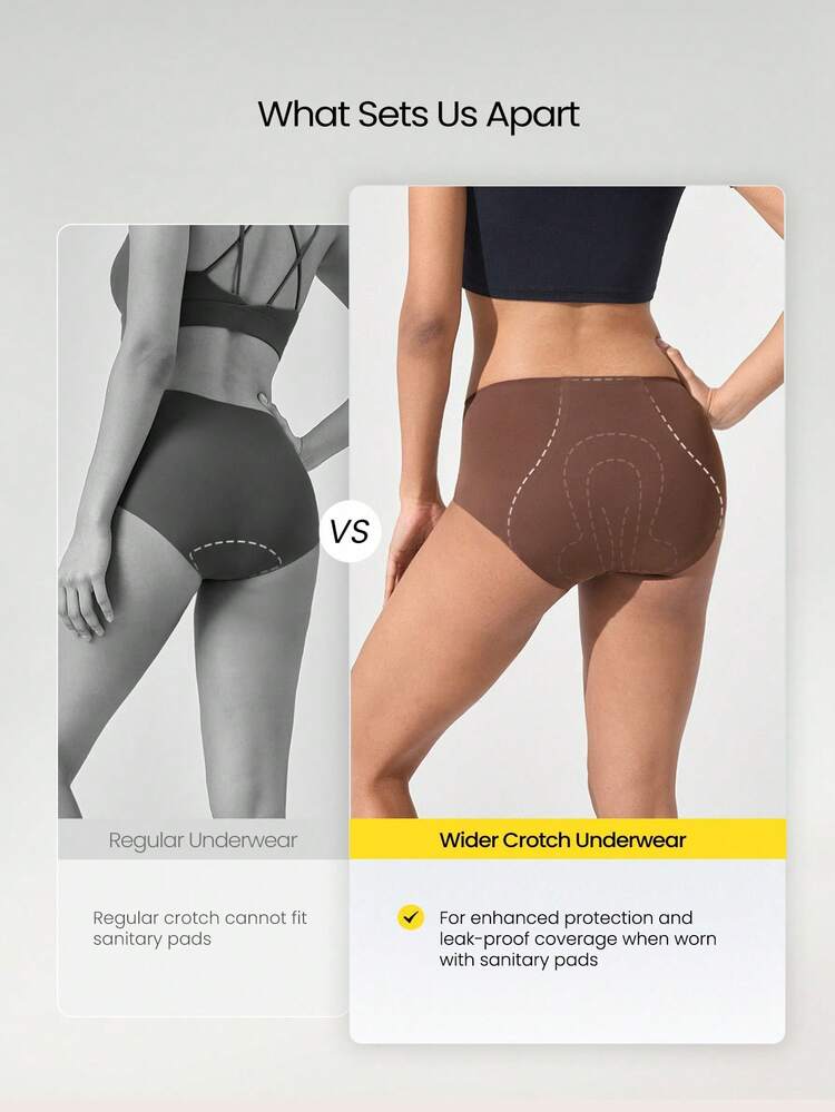 3 Packs Secure Period Waterproof Non Absorbable Type Quick-Dry Leak-Proof Mid-Waist Briefs Underwear Menstruation Postpartum Daily Active Casual Work Wear