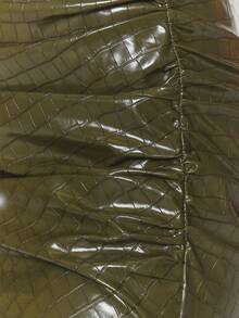 MUSERA 高领仿皮露背侧开衩修身长款连衣裙，秋季街头风，清凉夜装，日常性感派对春夏优雅连衣裙 - 綠色 - 查看 6