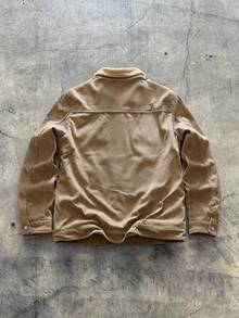 AXEPEAK Áo khoác dài tay nam dáng suông, chất liệu nhung kẻ, giữ ấm, có lớp lót. - Màu Khaki - Xem 2