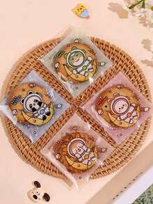 100/300/500pcs Cute Four In One Cartoon Bear & Rabbit Shaped Biscuit & Candy Self-Adhesive Bag - Journey to the Moon - View 8
