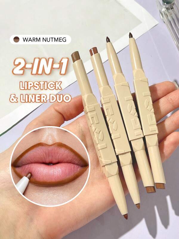 SHEGLAM LáPiz Labial Y Delineador Glam 101 Duo-Warm Nutmeg 2 En 1, Delineador De Labios Mate De Doble Punta, LáPiz Labial, Altamente Pigmentado, Duradero, Suave, FáCil De Usar, Maquillaje De Labios, , Navidad, Invierno, Rosa, MarróN, Delineador De Labios Marca Belleza Maquillaje CosméTico Para Mujeres NiñAs Perfecto Para OtoñO Invierno Ideal Para Y2K Elegante Moda Adecuado Para CumpleañOs Navidad Presente Fiesta Listo Mejor Color