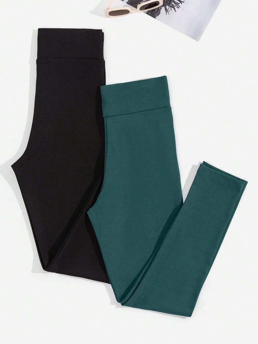EURMUSE High Waist Solid Color Skinny Leggings, Suitable For Daily Workout Wear - Multicolor - View 1
