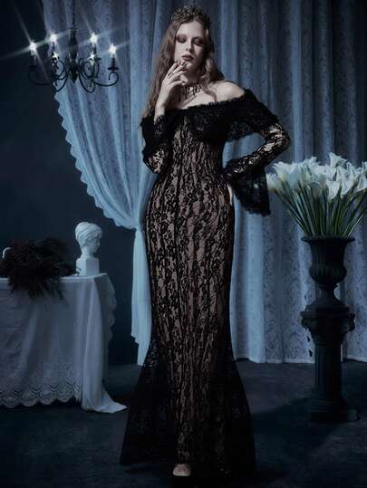 Glisette 女士露肩紧身喇叭袖连衣裙