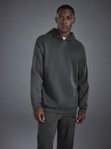 Driftmere 男士户外风景艺术森林露营元素印花长袖休闲抓绒连帽衫，秋冬季，户外图案 - 深灰色 - 查看 4