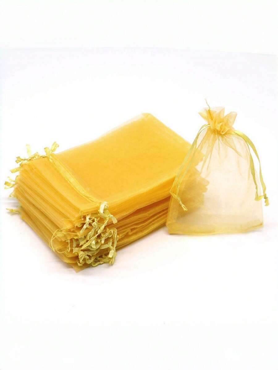 20/50/100 pièces Sac en organza de 9 cm x 12 cm pour l'emballage de bijoux, sac cadeau à cordon, sac de rangement de voyage pour les cosmétiques et les produits de soins de la peau, convient pour les mariages, les fêtes d'anniversaire, les sacs cadeaux de bijoux