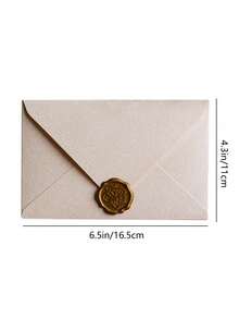 一套信封和蜡封，黄麻质感，复古中式图案，适用于邀请函、明信片、婚礼、派对、节日庆典等场合，手工制作，优雅封口套装，正式活动礼品包装，复古设计 - 白色 - 查看 3