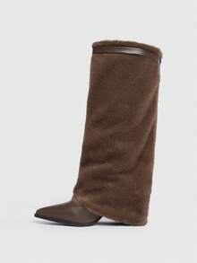 Daringsoles Botas Femininas Estilo Western Com Bico Fino, Salto Grosso E Franjas, Modelo Slim Fit De Cano Alto. - Castanho - Ver 10
