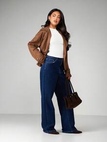 MISSGUIDED Oversized Collar Tie Up Waist Long Sleeve Casual Jacket Trench Coat - Brown - View 3