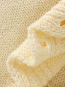 SHEIN 3pcs Newborn Baby Girl Outfit Set: Pink Embroidered Romper With Peter Pan Collar, Footie, Hat + Knit Blanket Baby Set Autumn Winter Season Vintage Winter Baby Clothes Baby Girl Clothes Spring Fall Baby Clothes Neutral Warm Baby Girl Clothes Baby Knitted Outfit Baby Set Autumn Winter Season Vintage Winter Baby Clothes Newborn Sweater Romper Neutral Baby Clothes Unisex Baby Set Autumn Winter Season Baby Girl Knitted Outfits Newborn Sweater Romper Winter Baby Girl Clothes Warm Baby Girl Clothes - Apricot - View 7