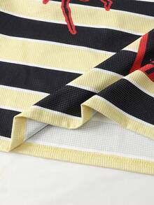 ROMWE MEN Street Life Men's Casual Striped Loose Fit Spider Web Long Sleeve T-Shirt, Autumn - Multicolor - View 5