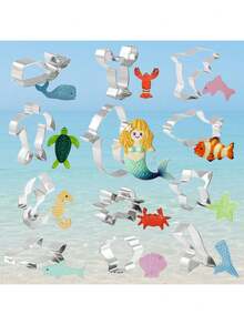 12件套秋季感恩节饼干模具套装 | 海洋动物、树叶形状不锈钢模具 - 火鸡、松鼠、橡子、枫叶等 - 非常适合DIY节日烘焙、蛋糕装饰 - 秋季手工制作，倾注爱意，烘焙爱好者的理想礼物 - 銀色 - 查看 7