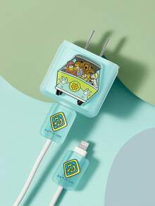 SCOOBY-DOO X SHEIN 3 件装数据线保护套，兼容 充电器，充电器保护套（不含数据线），礼品之选 - 綠色 - 查看 2