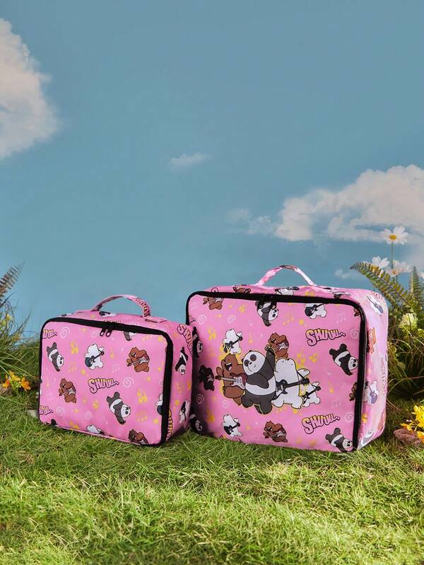 We Bare Bears X SHEIN Cute Bear Print Travel Luggage Storage Handbag