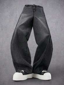 Manfinity Denimwave Manfinity Streetstyle Men's Pocket Distressed Loose Wide Leg Casual Jeans