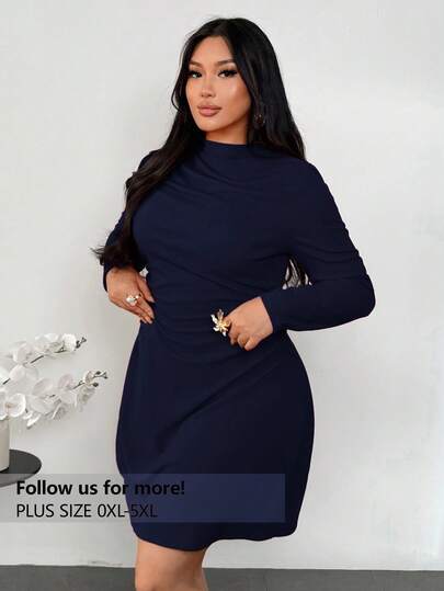 Firerie Plus Size Lente/Herfst Nieuw Elegant Minimalistisch Delicaat Romantisch Zoet Alledaags Forensen Bruiloft Feest Muziek Festival Vakantie Ruffle A-lijn Flowy Lange Mouw Rekbare Dames Mini Korte Jurk
