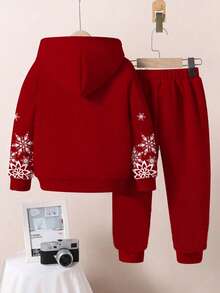 SHEIN Set de 2 sudaderas con capucha de manga larga de ajuste holgado con gráficos de muñeco de nieve, dibujos animados y renos, para niños pequeños, cálidas y cómodas, adecuadas para otoño/invierno - Multicolor - Ver 2