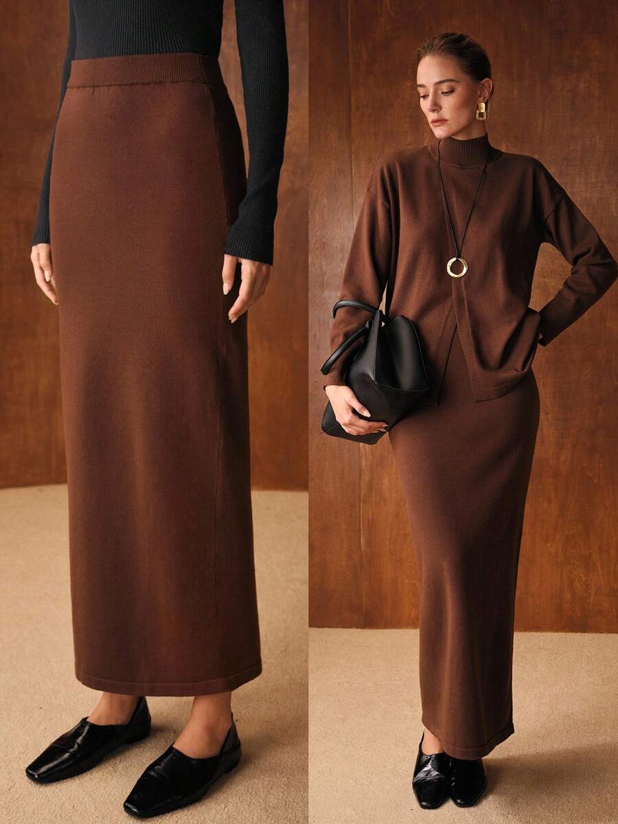 MOTF PREMIUM Chân váy len maxi cạp cao