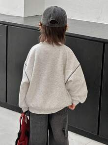 DAZY 男童字母图案落肩圆领长袖休闲宽松口袋卫衣，秋冬款