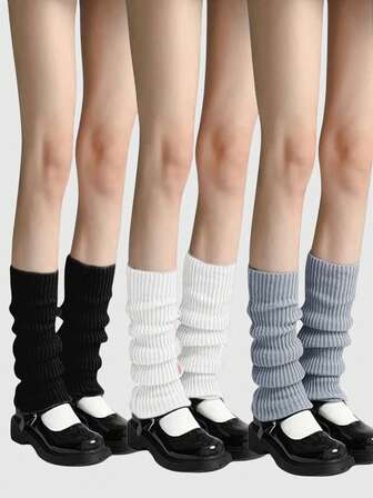 Kawaii 3pcs Women Solid Leg Warmers
