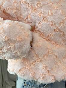 Rafferiza Fashionable Faux Fur Short Jacket,Light Pink,Winter,Ellegant,Dinner Date Stylish Women Coat For Autumn/Winter Textured Fur Coat - Baby Pink - View 3