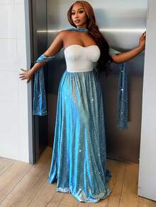 BamGleam 女士 Bamglam 性感深V镂空短款连衣裙，网纱拼接连衣裙 - 彩色 - 查看 5