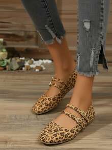 Bailarina para mujer charol brillante+punta cuadrada+doble correa+suela plana+estilo clásico elegante+trabajo diario+zapatos planos - Multicolor - Ver 3