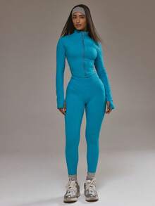 Musera Sport Quần legging cạp cao không đường may, chỉ có phần đáy, quần tập Padel, đồ thể thao năng động, tập gym, tập luyện, yoga, pilates, thể dục, mặc hàng ngày. - Màu xanh ngọc - Xem 5