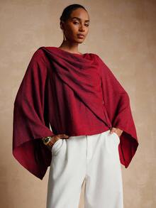 Vesra Women's Elegant Asymmetrical Wrap Top - Red - View 5