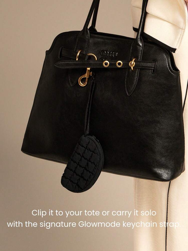 Clip And Glow Waterproof Keychain Strap Quilted Coin Purse Gym Studio Travel Outdoors Daily Casual Wear