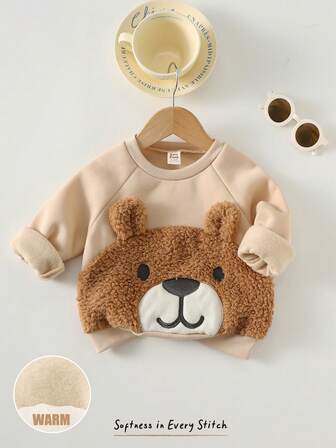 Cozy Pixies Baby Boy Cartoon Animal Pattern Knitted Soft Crew Neck Long Sleeve Pullover Sweatshirt